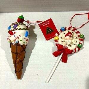 Holiday Magic Ice Cream Cone and Lollipop Ornaments